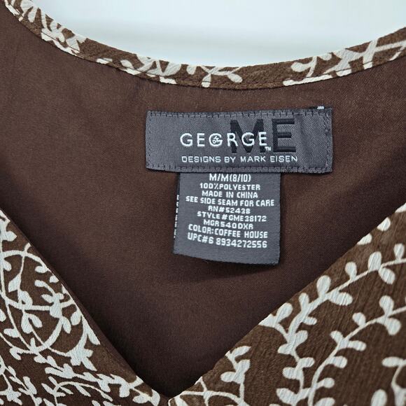 Vintage Y2K Brown Floral Baby Doll Top Size MD Fairy Boho Cottage Feminine Silk - Picture 3 of 8